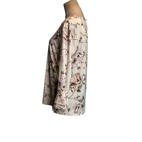 Karl Lagerfeld cream soft pink floral blouse size Medium - Picture 6 of 14